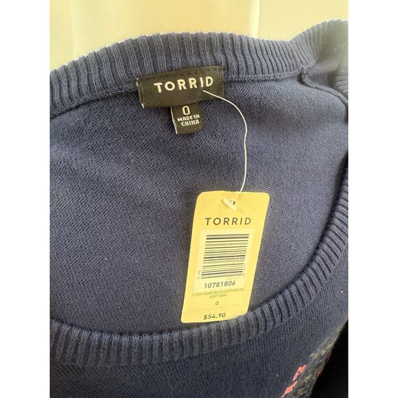NWT Torrid Navy Heart Butterfly LS Sweater Size 0(12) VALENTINE - Picture 6 of 6
